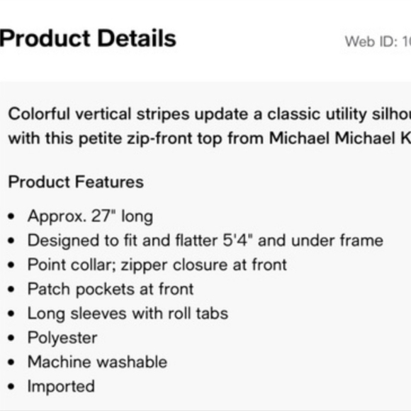 Michael Kors Moria Striped Zip Top. Navy White. Size L - Picture 10 of 10